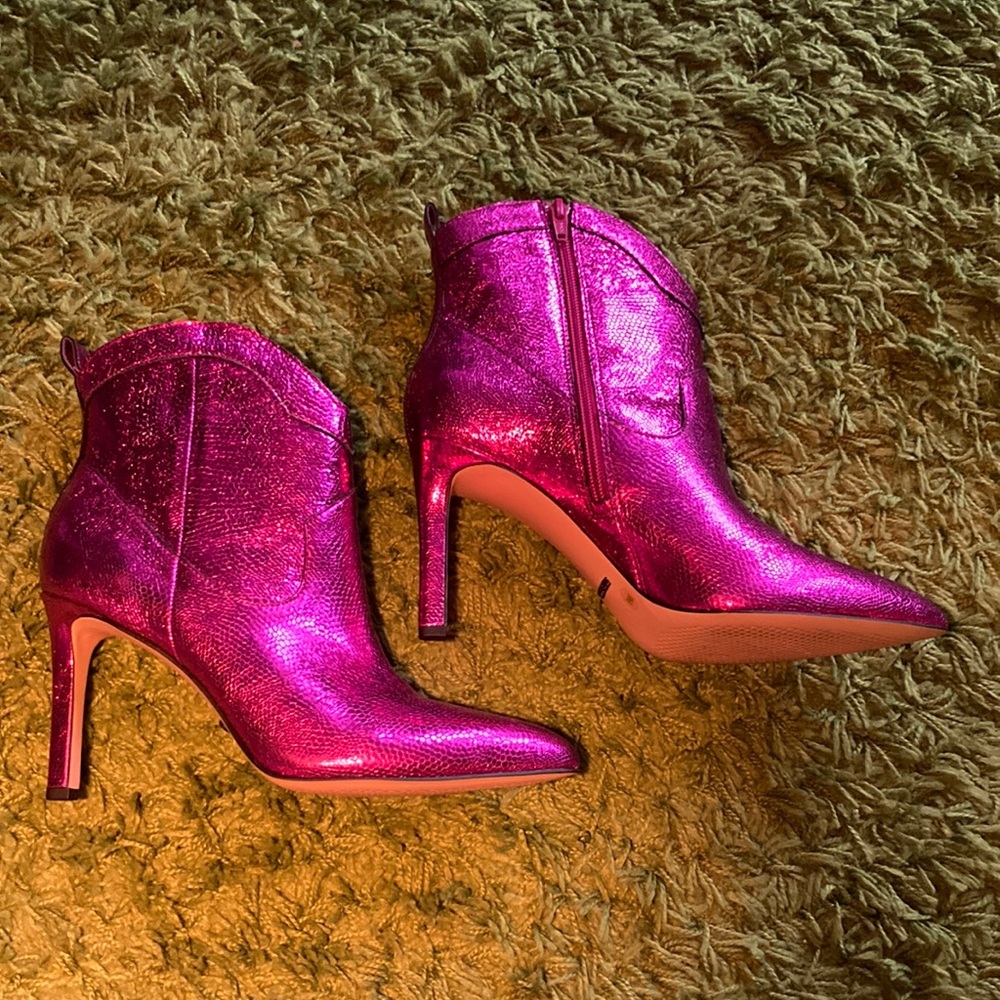 Gianni Bini Metallic Pink Heeled Boots